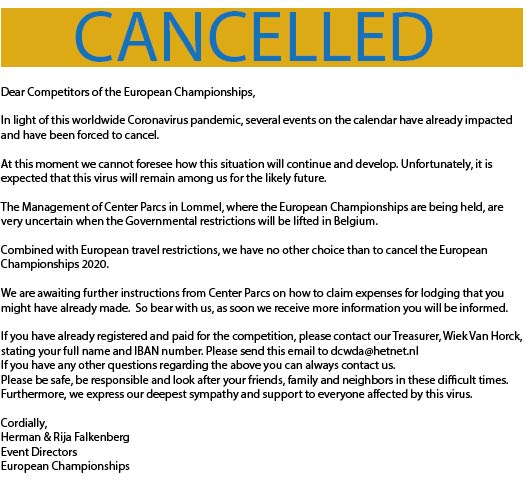 EUROPEAN CHAMPIONSHIPS 2020 CANCELLED